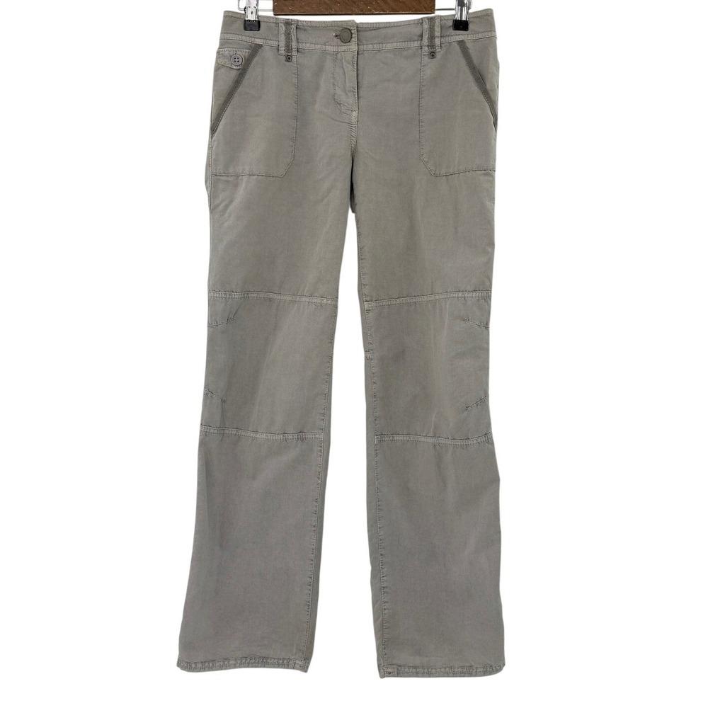 LOFT Womens 2P Grey Cotton Utility Pants Straight Leg‎ Petite Casual Trousers